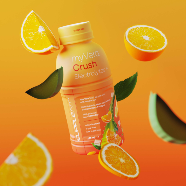 MYVERA CRUSH Electrolytes + | Nahrungsergänzungsmittel mit Süßungsmitteln in Einzelflaschen à 285 ml, 6er-Pack - 1710 ml